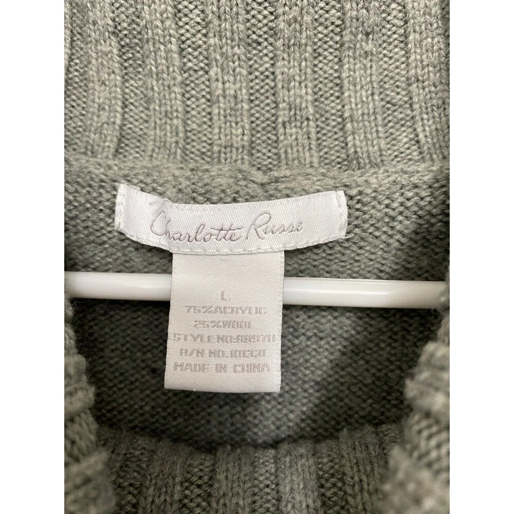 Charlotte Russe 90s Y2k Cableknit Turtleneck Short Sleeve Large Sweater